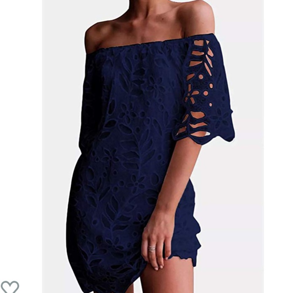 Navy blue off the shoulder dress